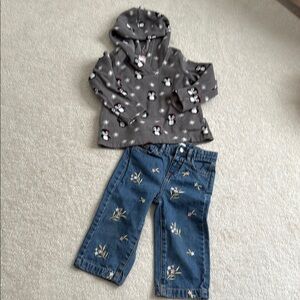 Gymboree Gray Penguin Fleece Hoodie, Size 2T